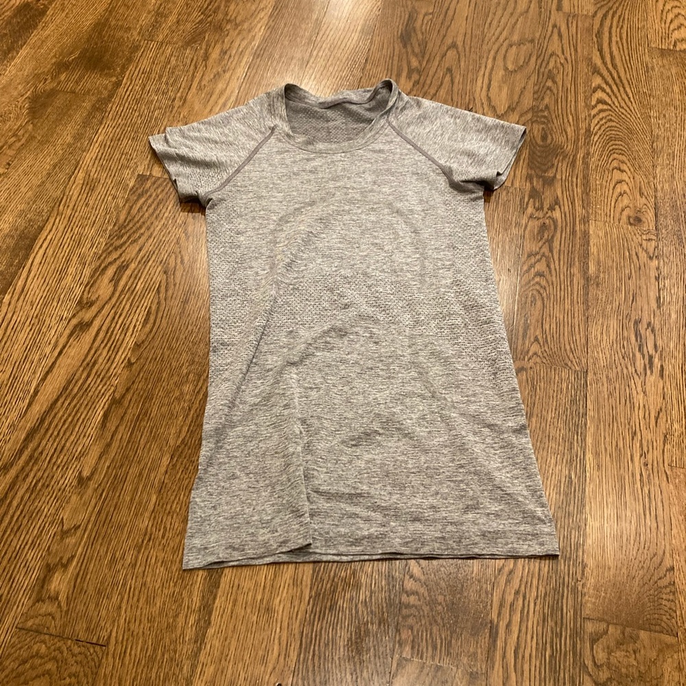 Gray short sleeve lululemon shirt size 4